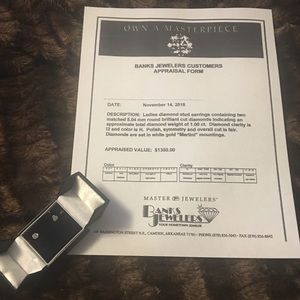 Genuine 1ct diamond/white-gold earrings